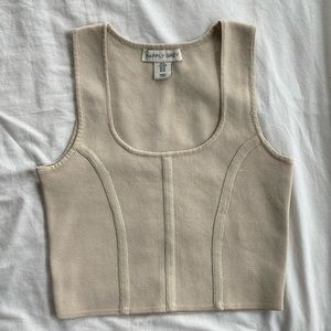 Cream cropped tank with soft 100% polyester material